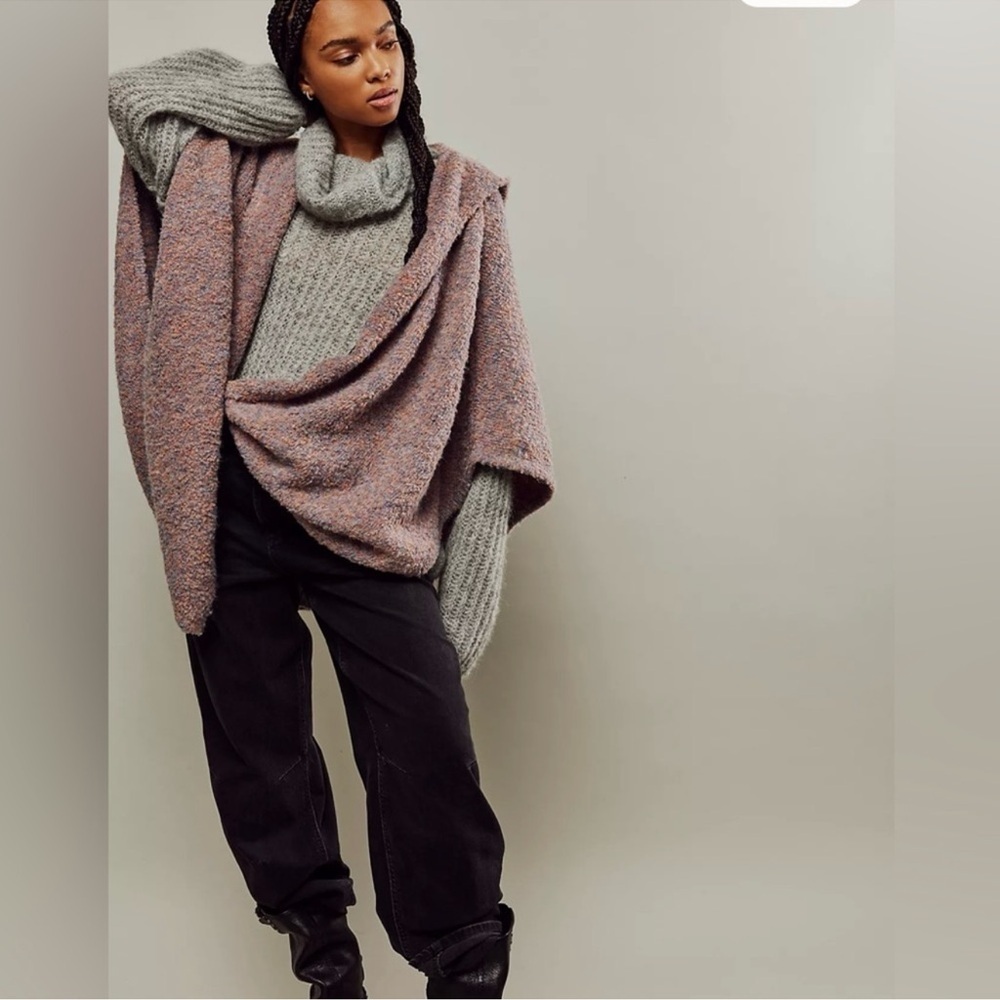 Free People Women's Sierra Hooded Poncho Relaxed Fit Multicolor One Size‎